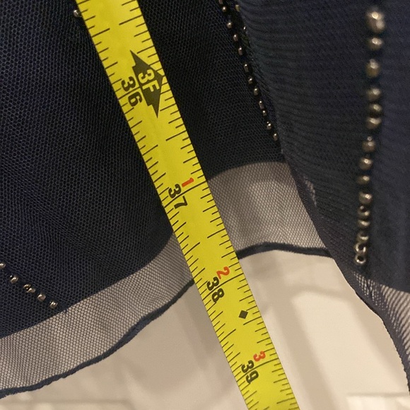 ANGIE - NWT - dress: grey lined mini, mesh overlay & beads / sequins, straps - L - Picture 7 of 16